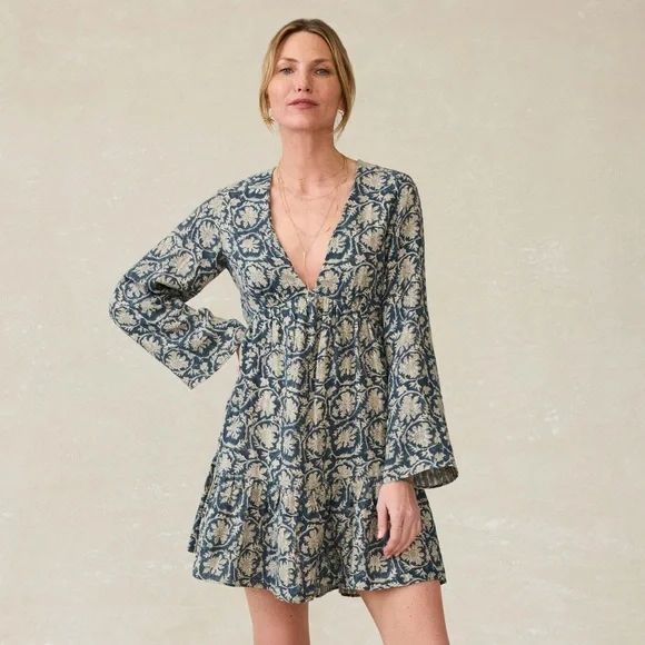 Faherty dune oceana cotton dress in tranquil tides colorway, size small - Picture 5 of 7